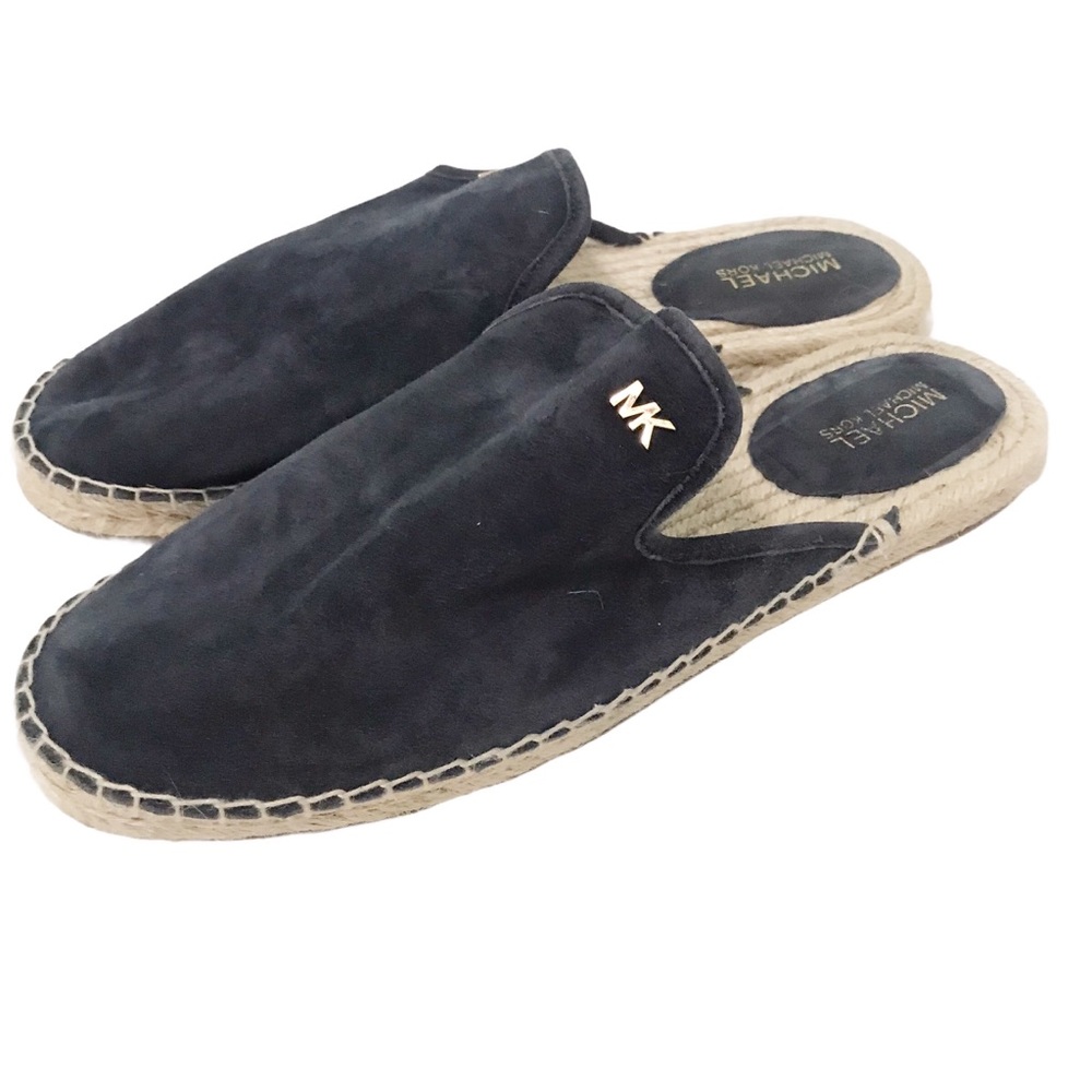 Michael Kors MK Blue Suede Emilia Mules Slide Shoe Size 7.5